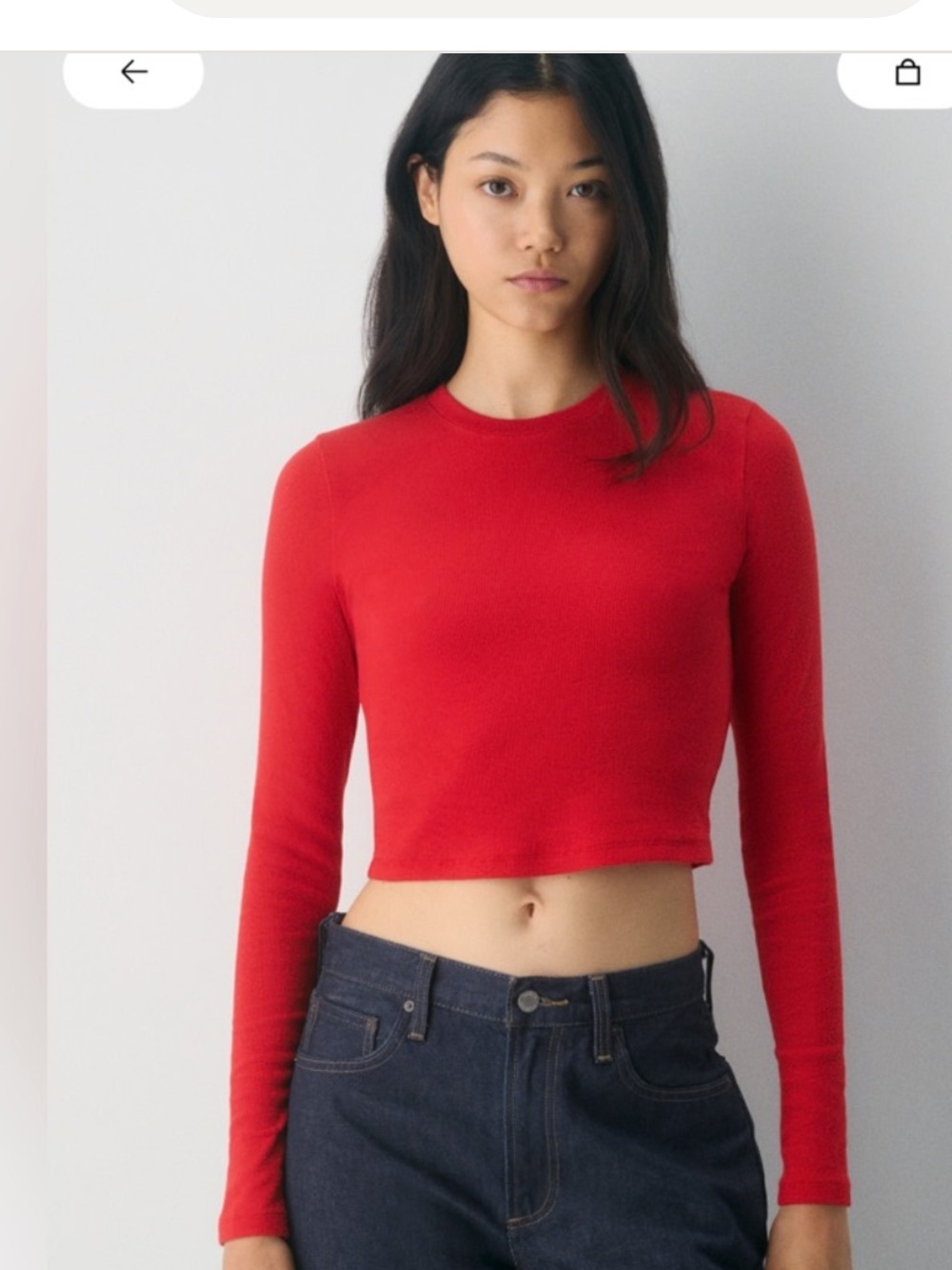 Aritzia Bright Red Long Sleeve Crewneck Top